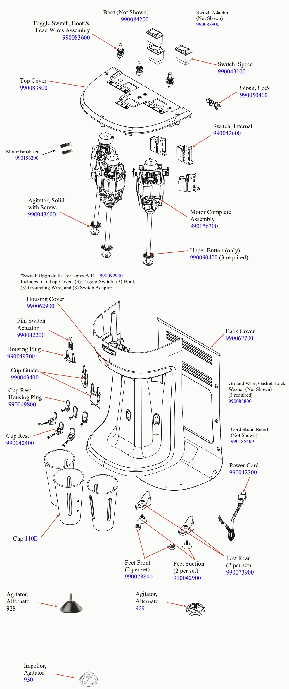 Diagram Diagram and Parts List for HMD400-C  Hamilton Beach Drink Mixer
